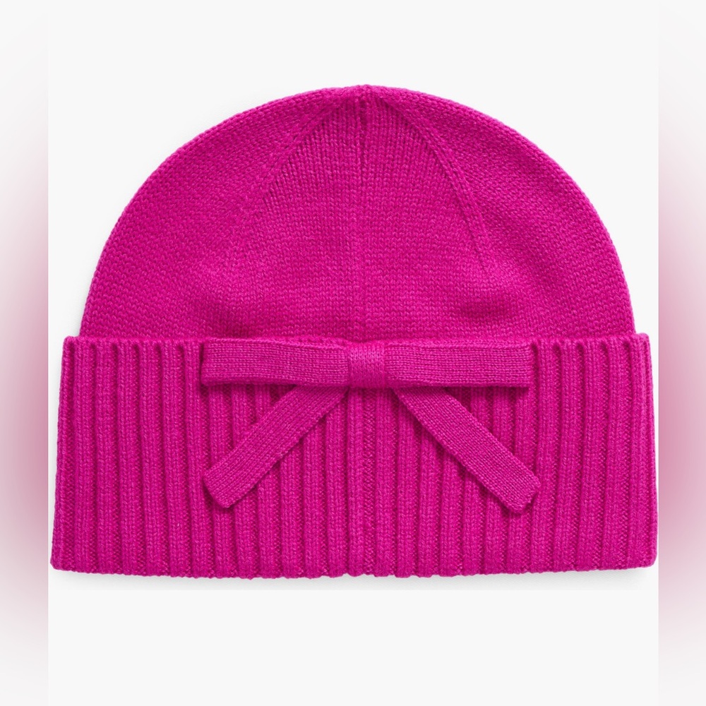 Kate Spade Bow Accent Beanie in Marker Pink